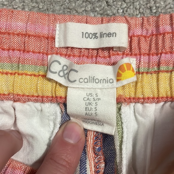 Multicolour 100% linen pants. Size: S - Picture 2 of 2